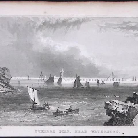 Waterford Dunmore Pier 194 Years Old Antique Steel Engraving-36