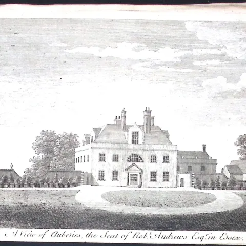 Essex View of Auberies Scarce Georgian Copper Antique 1776 Engraving-128.