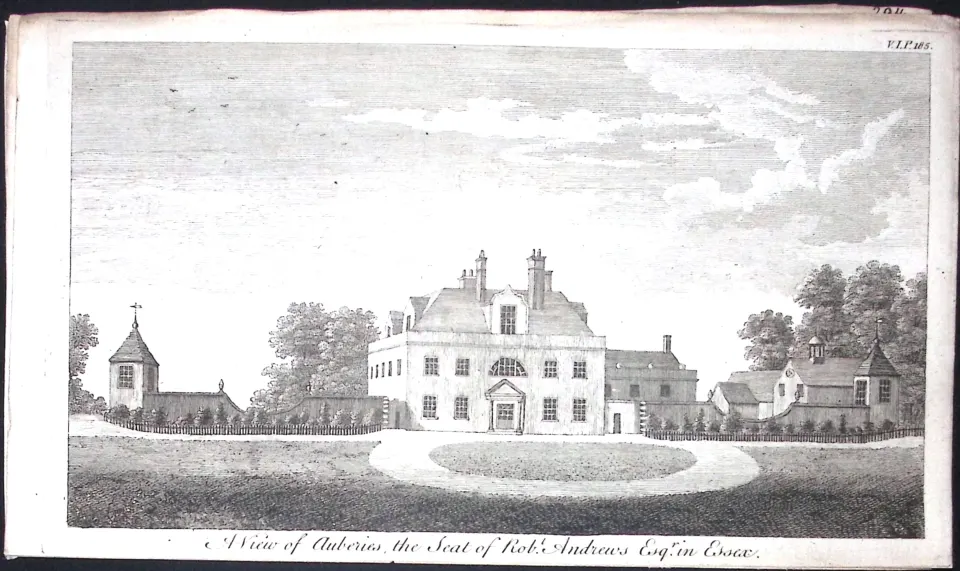 Essex View of Auberies Scarce Georgian Copper Antique 1776 Engraving-128.