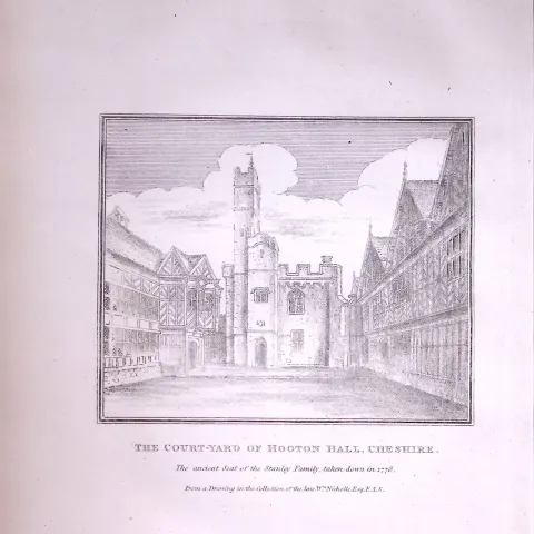 Cheshire Ellesmere Port Hooton Hall Antique 216-Year-Old Copperplate Print -6-TR