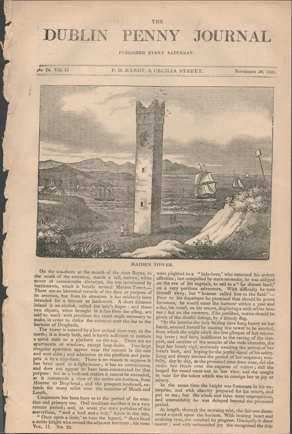 Antique Irish  Newspaper 1833 Galway, the Boyne, Lismore
