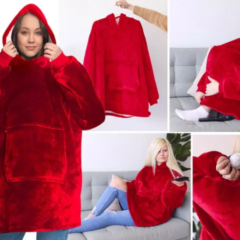 Oversized Ultra-Soft Fleece Snuggle Hoodie – Deep Pink