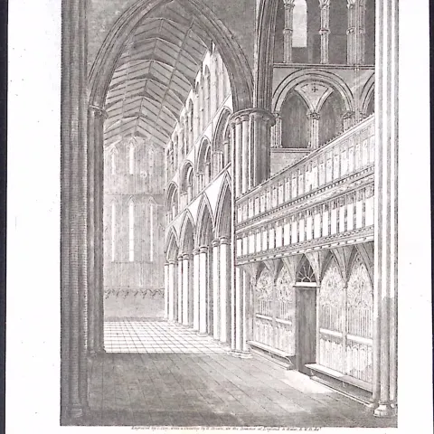 Northumberland Hexham Abbey Church Antique 223 Years-Old Steel-Engraving-139