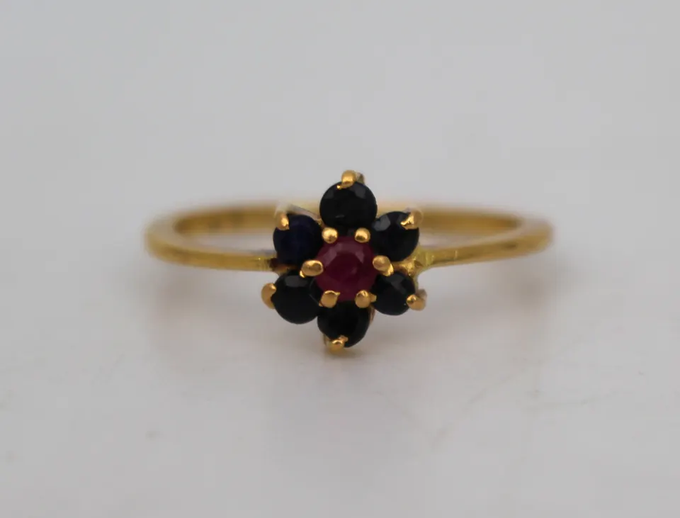 Vintage Ruby & Sapphire Cluster Ring