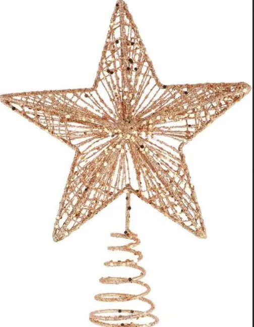 Christmas Tree Top Star Iron Rose Gold Star Christmas Tree Topper Glitter Star Decoration