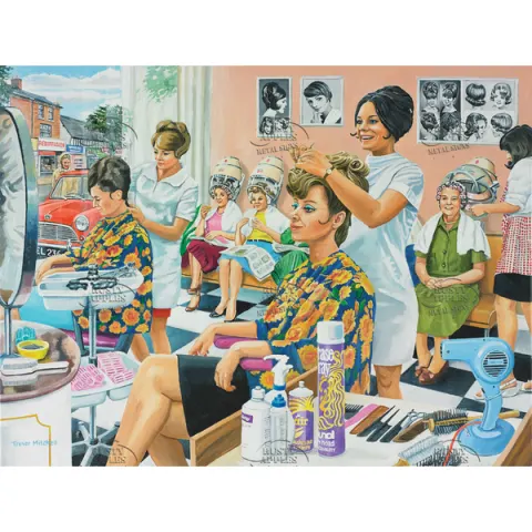 1970's Typical Day In The Hairdressers Metal Wall Art