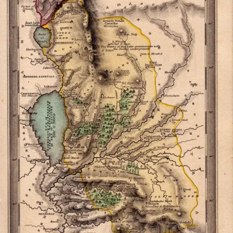 Half Tribe of Manasseh Antique Detailed Biblical William IV Map.