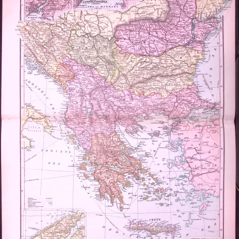 Turkey & Greece 120-Year-Old Large Antique Map by G.W. Bacon-27