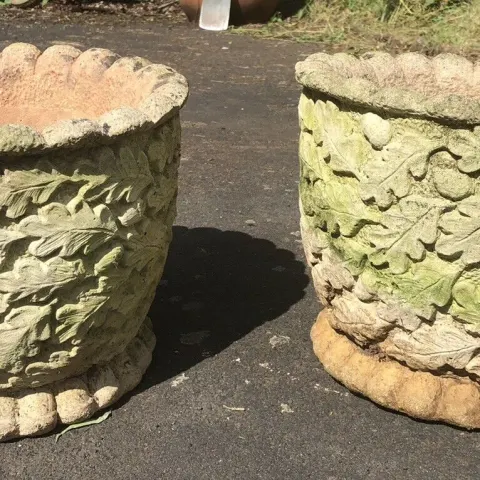 Pair Of Vintage Decorative Stone Planters