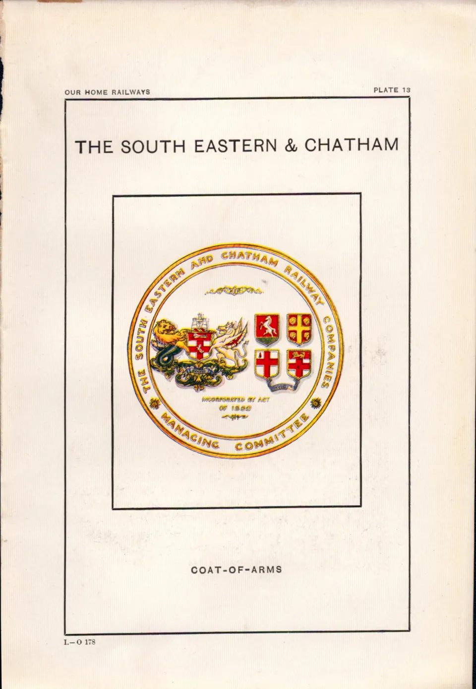 South Eastern & Chatham Railway Crest & Coat of Arms Antique Book Plate.