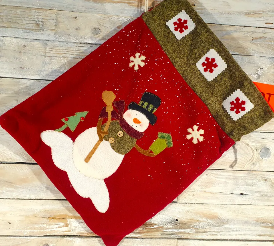 3D Fabric Snowman Gift sack with drawstring. 45cm x 35cm