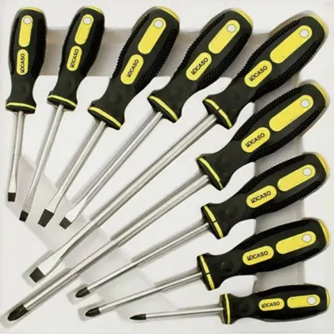 9-Piece Magnetic Screwdriver Set – Heavy-Duty Flat & Cross Head Screwdrivers With Non-Slip Grip