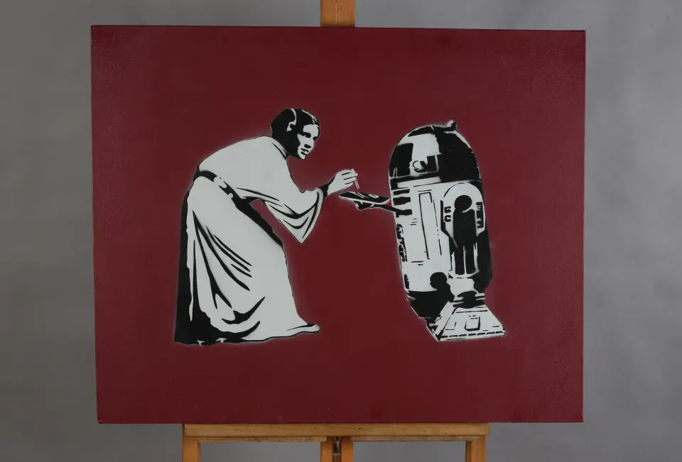 Biff (b1982) ‘Root d Toot’, Subversive Graffiti Spray Paint Stencil Art, Canvas On Stretcher, 2008