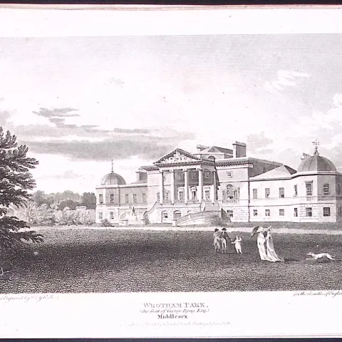 Wrotham Park Middlesex Antique 200 Years-Old Steel-Engraving-244