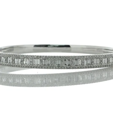 18ct White Gold Channel Set Semi Eternity Diamond Bangle 2.85 Carats