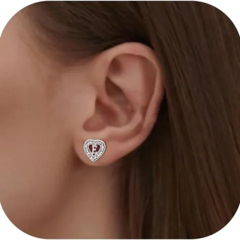 10 x Heart Initial Stud Earrings for Women Girls L11a