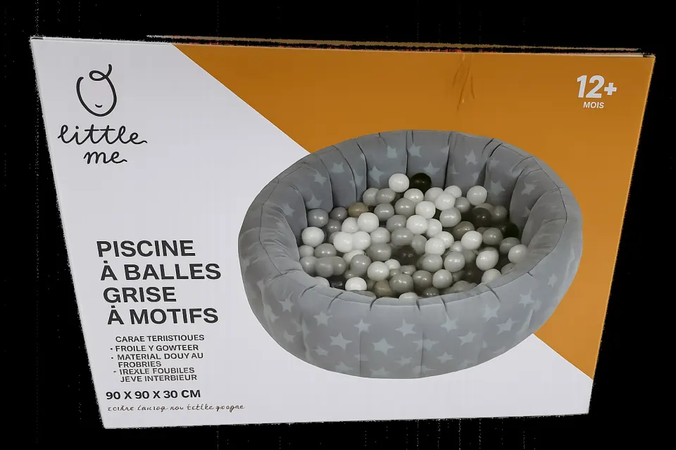 Little Me Grey Flocked Ball Pit With 30 Balls RRP £25.99 L24c sku-4545