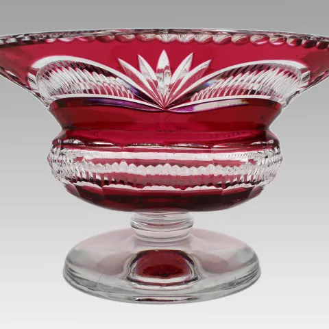 Vintage Ruby Overlay Cut-to-Clear Crystal Centrepiece Vase
