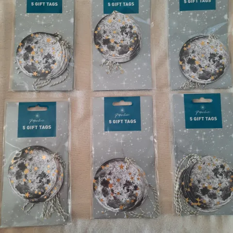 Christmas tags.  Packs of 5 RRP £2.00 each. 36 packs