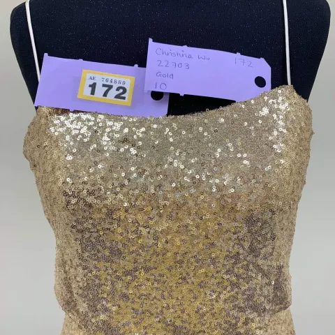 Gold Eternity Bridal cocktail or pageant appearance dress size 10.   RRP £395 sequins
