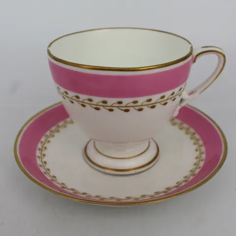 Grainger Worcester Pink & White Cup & Saucer