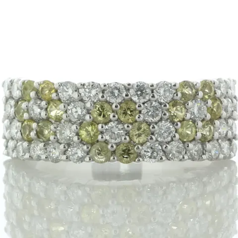 18ct White Gold Semi Eternity Diamond And Sapphire Ring (S0.88) 1.00 Carats