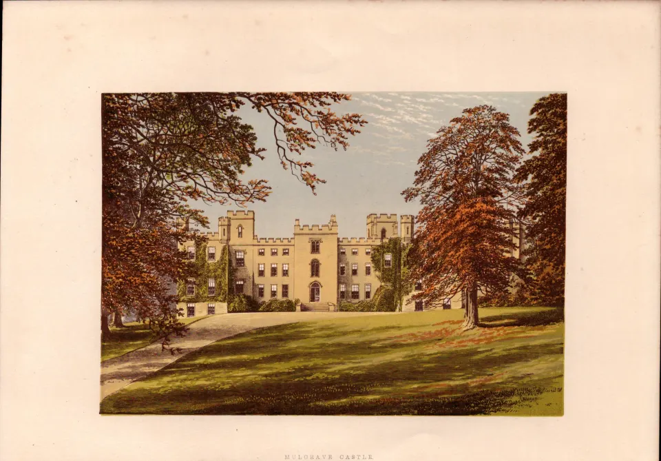 Mulgrave Castle Whitby Yorkshire Gilt-Edge Coloured Antique Book Plate.