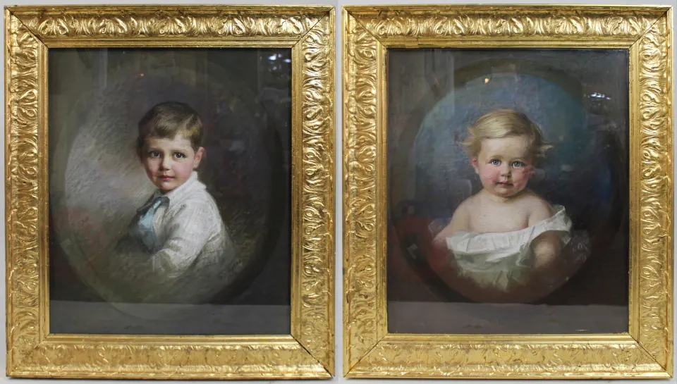 Pair of Pastel Portraits by Emily Eyres (British, 1850-1910)