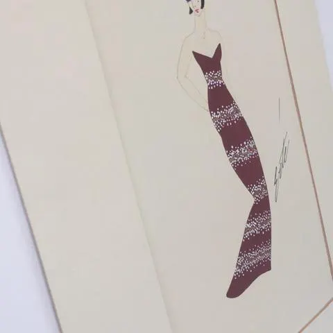 Erté (French 1892-1990)  ‘An elegant women’ Pencil, watercolour and gouache Circa 1930s Signed Erté