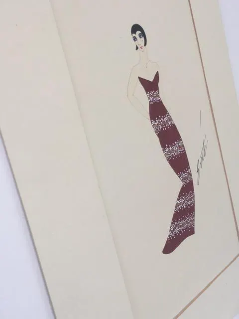 Erté (French 1892-1990)  ‘An elegant women’ Pencil, watercolour and gouache Circa 1930s Signed Erté