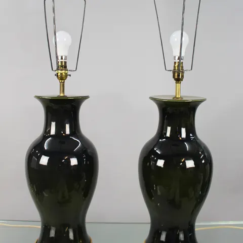 Pair of Vintage Ceramic & Gilt Table Lamps