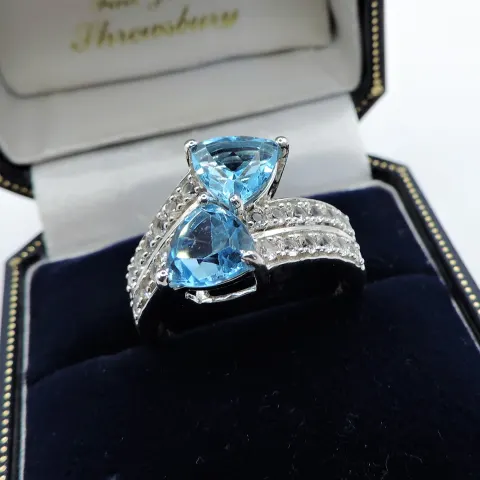 Blue Topaz Ring in Sterling Silver NEW with Gift Pouch