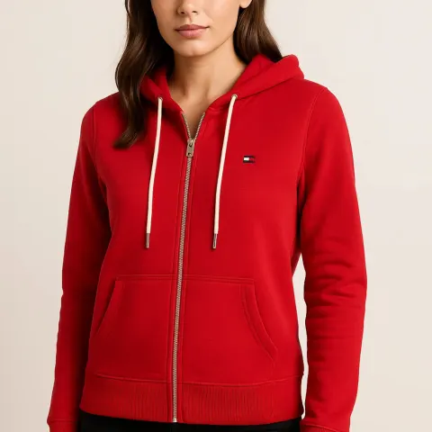 10 x Tommy Hilfiger Women's Red Contrast Zip Hoodie XS - New - RRP £550.00