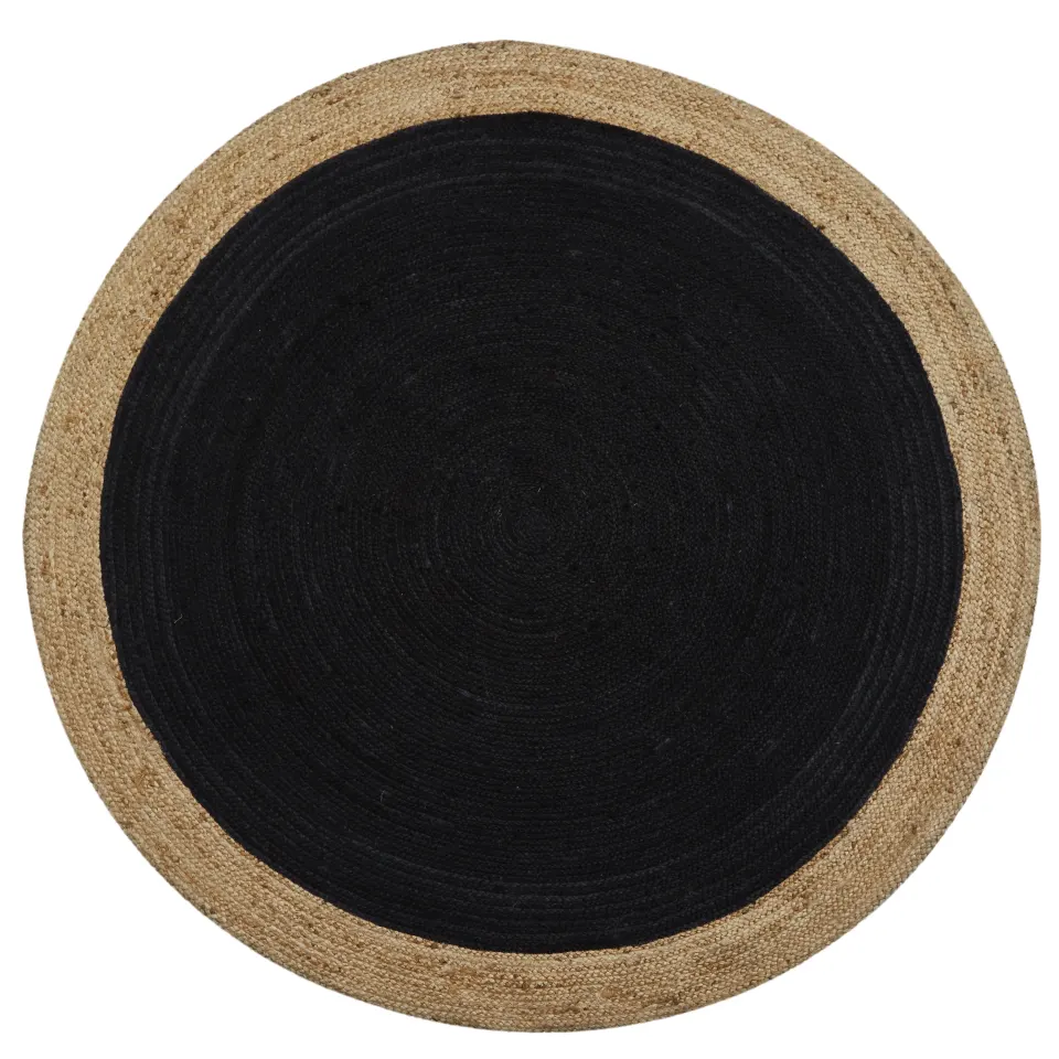 Milano Soft Jute Rug with Charcoal Centre - 200cm Diameter RRP - £300