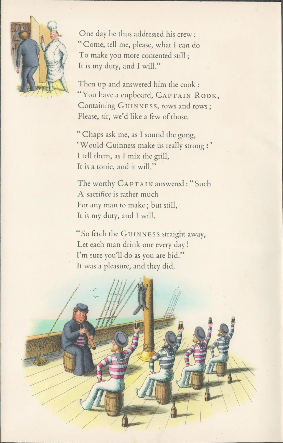 Rare 84 Years Old  Double Sided Guinness Print "Old Kind Captain Rook"