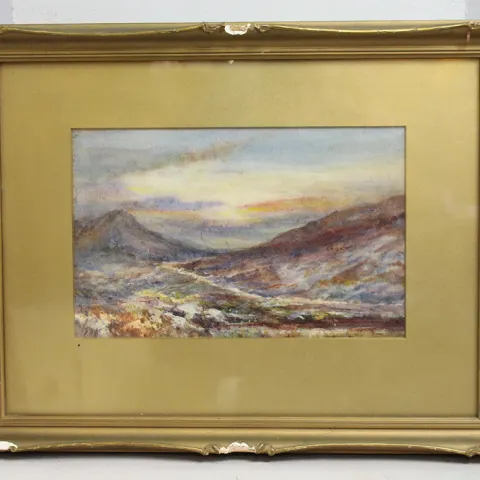 Victorian Highlands Watercolour Set in Gilt Frame