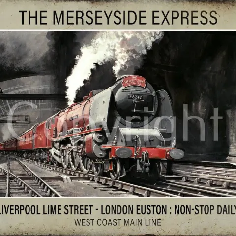 Merseyside Express Departing Liverpool Lime St To London Euston Metal Wall Art