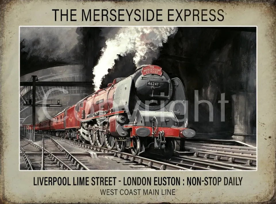 Merseyside Express Departing Liverpool Lime St To London Euston Metal Wall Art