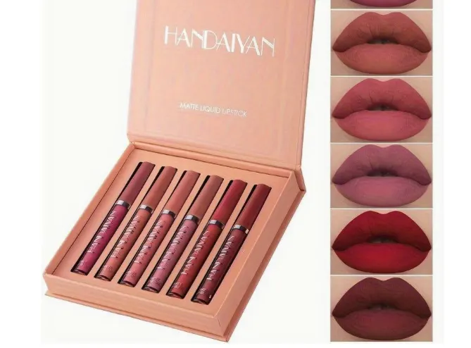 6PCS Waterproof Matte Lipstick Set For All Skin Types, Long-Lasting Vibrant Colours, Velvet Finish