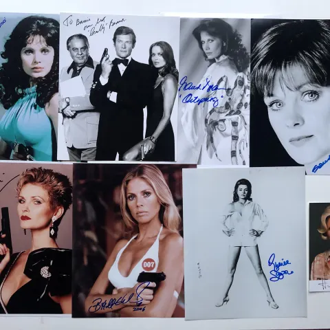 Honor Blackman, Britt Ekland, Cubby Broccoli, Maud Adams, Eunice Gayson & more signatures