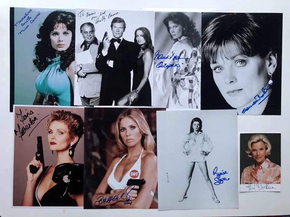 Honor Blackman, Britt Ekland, Cubby Broccoli, Maud Adams, Eunice Gayson & more signatures