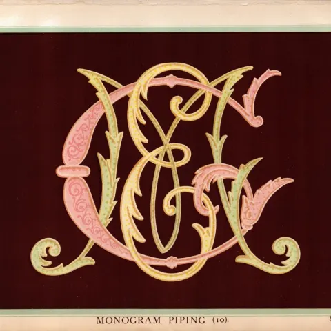 Monogram Piping T. Percy Lewis & A.G Bromley Antique Chromolithograph Print