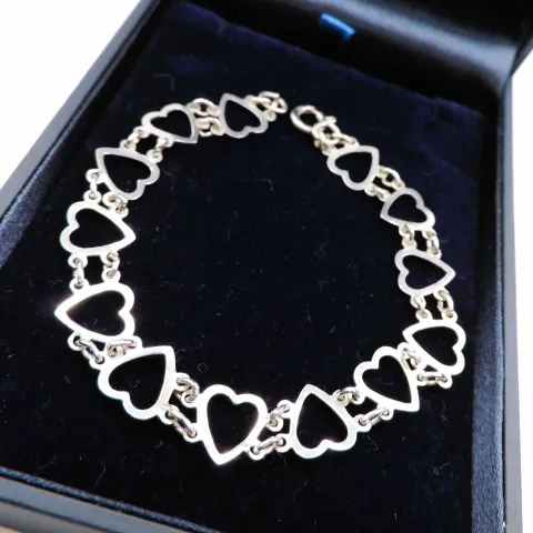 Sterling Silver Heart Link Bracelet