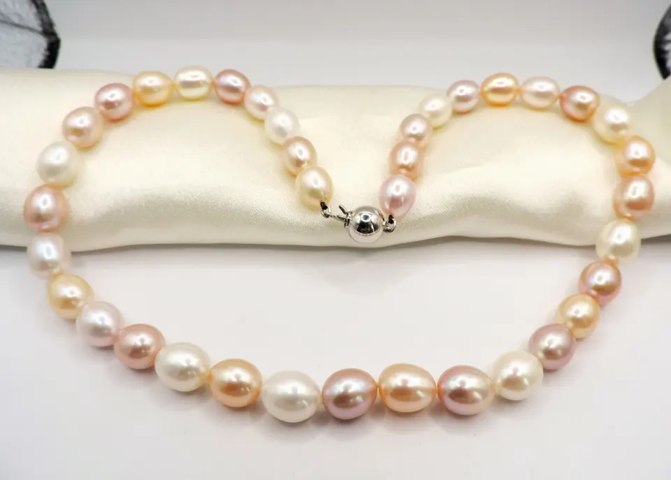 Cultured Pearl Necklace Silver Clasp 10mm Pearls New With Gift Box