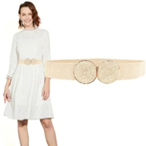 21 x Straw Woven Elastic Stretch Waist Belts for Women Total RRP £297.99