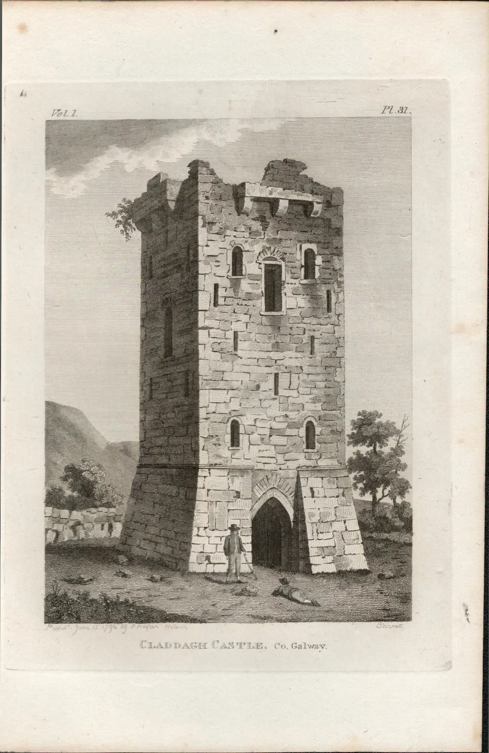 Claddagh Castle Co Galway Rare 1791 Francis Grose Antique Print.
