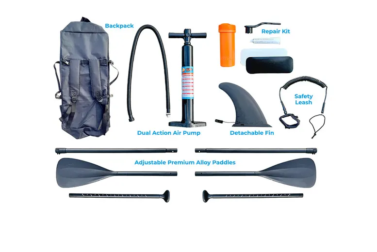 Large 2-Person Inflatable Paddle Board w/ Accessories - Black