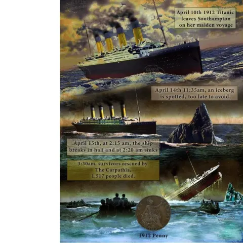 The Titanic Disaster 1912 Original Antique Penny Metal Coin  Art Gift Set