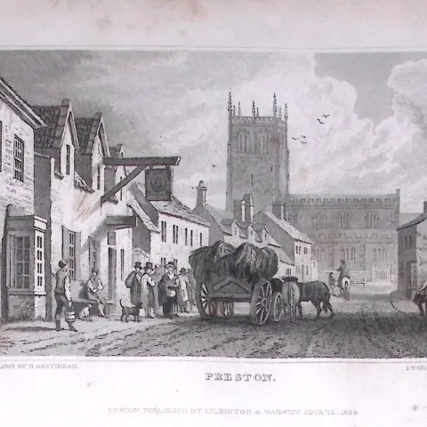Preston East Riding Yorkshire 198 Years-Old Thomas Allen Antique Steel Engraving-83