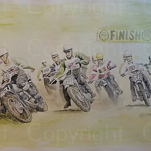 1960's  250cc GP at Glastonbury Large Metal Wall Art